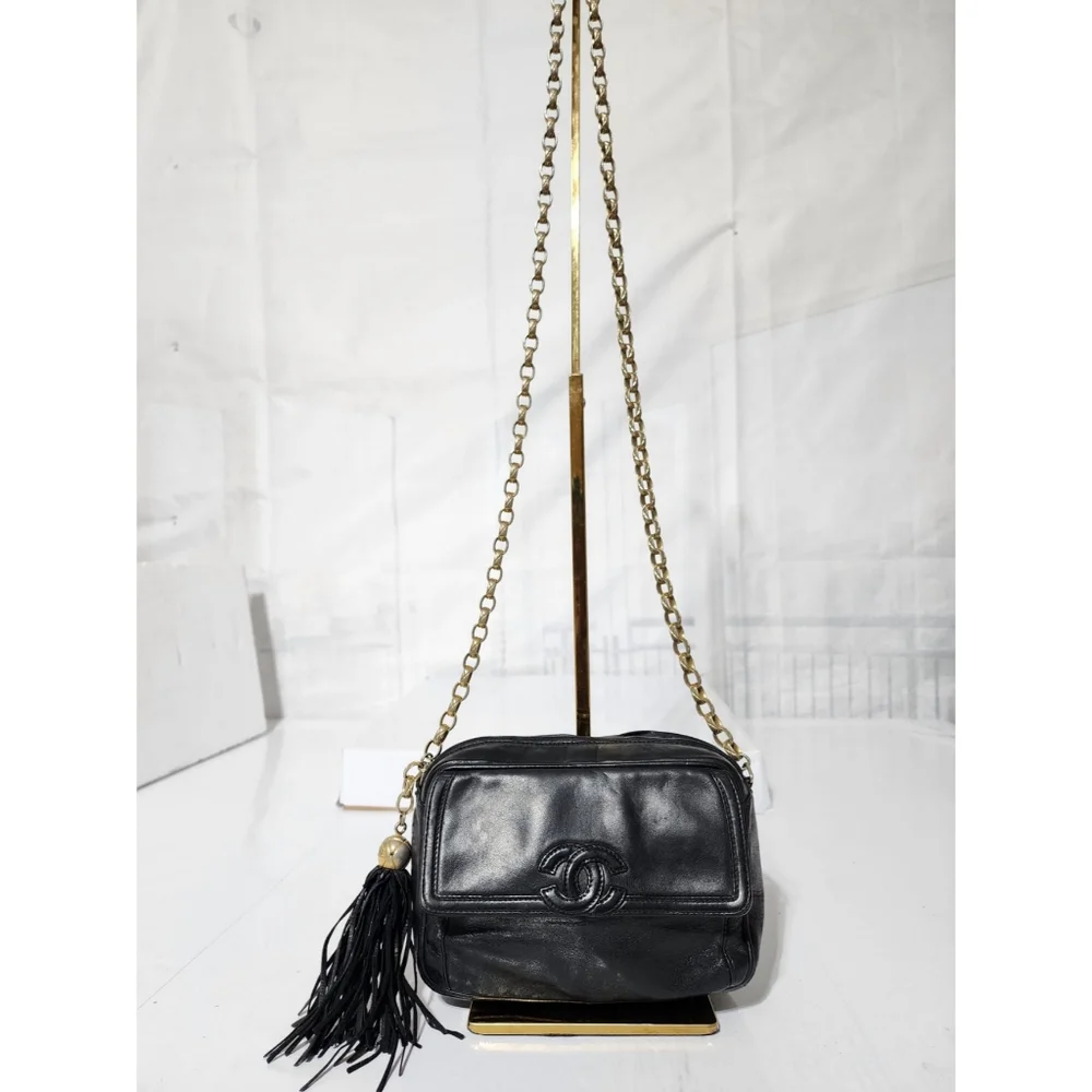 Chanel Lambskin Vintage Mini Fringe Camera Bag Black - Picture 7 of 15